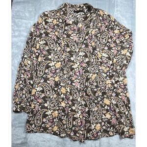 Jane and Delancey Blouse XL Autumnal Floral Paisley Boho Peasant Cottagecore